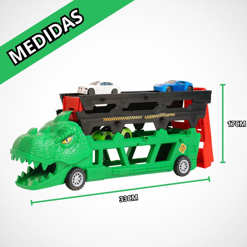Dinossauro Pista Lança Carros Com 6 Mini Carrinhos Brinquedo